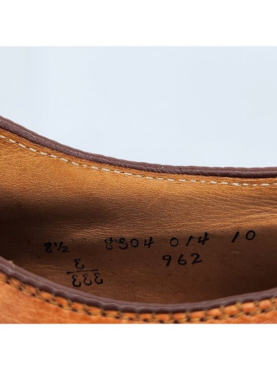 Alden 962 Norwegian Front Blucher 8.5 E/EEE Burnished Tan Calfskin Oxford Shoes